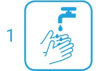 1. Schritt: Hände unter fließendem Wasser nass machen
